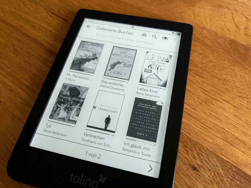 Gelesene Bücher in 2021 auf dem Tolino Shine 3